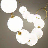 European Luxury Necklace Glass Ball Pendant Light - Modern White Pearl Bean Chandelier Fixture for Restaurant, Hotel Hall & Dining Room