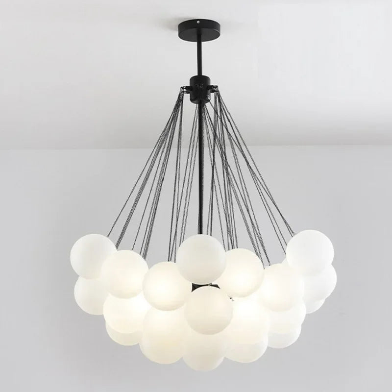 Nordic Led Glass Chandelier Lighting 19/37 Balls Black Gold Chandeliers Glass LED Pendant Lamp for Dining Room Living Decoration