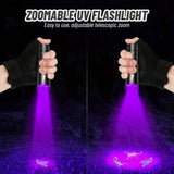 395NM UV Flashlight Rechargeable Ultraviolet Torch Pet Urine Scorpion Detector UV Lamp Anti-counterfeiting Bill Seal Detector