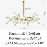Modern Firefly Black Gold LED Chandelier for Living Room Lustre Bedroom Home Decor Indoor Light Minimalist Ceiling Pendant Lamp