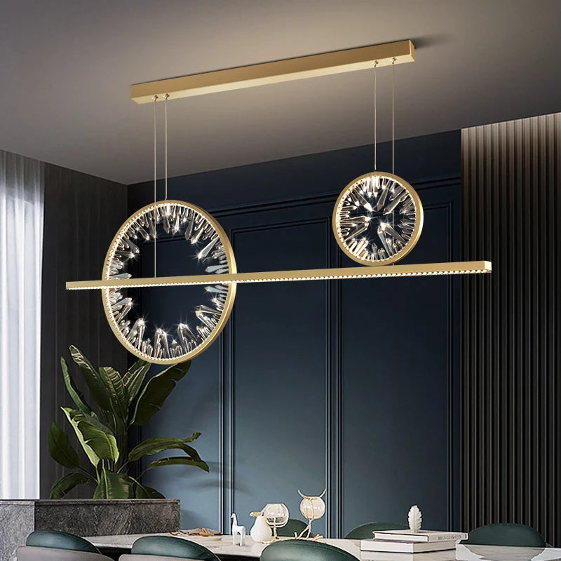 Modern Lustre Crystal Pendant Lamp for Living Room Kitchen Dining Room Bedroom Hall Circle Ring LED Chandelier Lighting Fixture