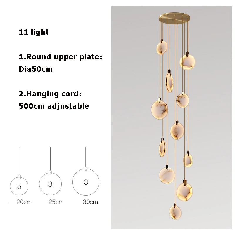 New Chinese LED Marble Gold Home Deco Designer Chandelier Lighting 2026 New Trend Lustre Hanging Lamps For Living Room