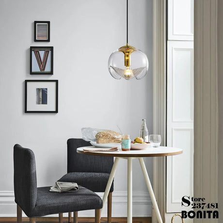 Nordic Vintage Water Wave Pattern Glass Pendant Lamp Bedside Store Restaurant Balcony Ceiling Installation Lighting Fixtures