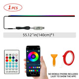 140cm USB Dreamcolor Acrylic Interior Car LED Strip Light with Wireless APP 55’‘RGB Music Fiber Optic Car Ambient Lighting Kit