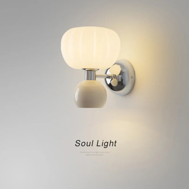 Modern LED Wall Lamps Cream Breeze Pumpkin Sconces G9 Bulb For Bedroom Bedsides Study Living Room Hallway Dining Room Lighting