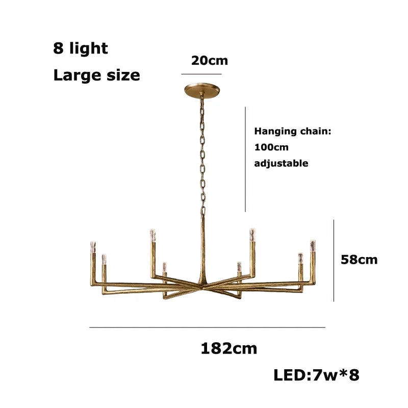 Retro American Old Tree Of 18th Century Copper Crystal LED Chandelier Lustre Suspension Luminaire Lampen For Living Room
