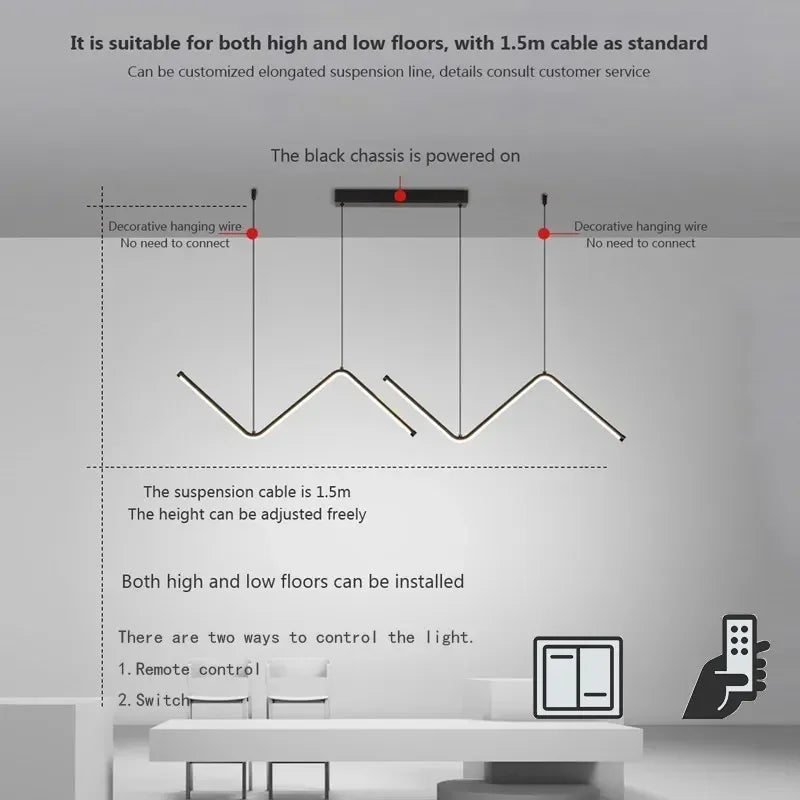 Modern LED Pendant Light Nordic Gold Hanging Chandelier For Tubular Restaurant Kitchen Office Coffee  Indoor Decorative Lamps