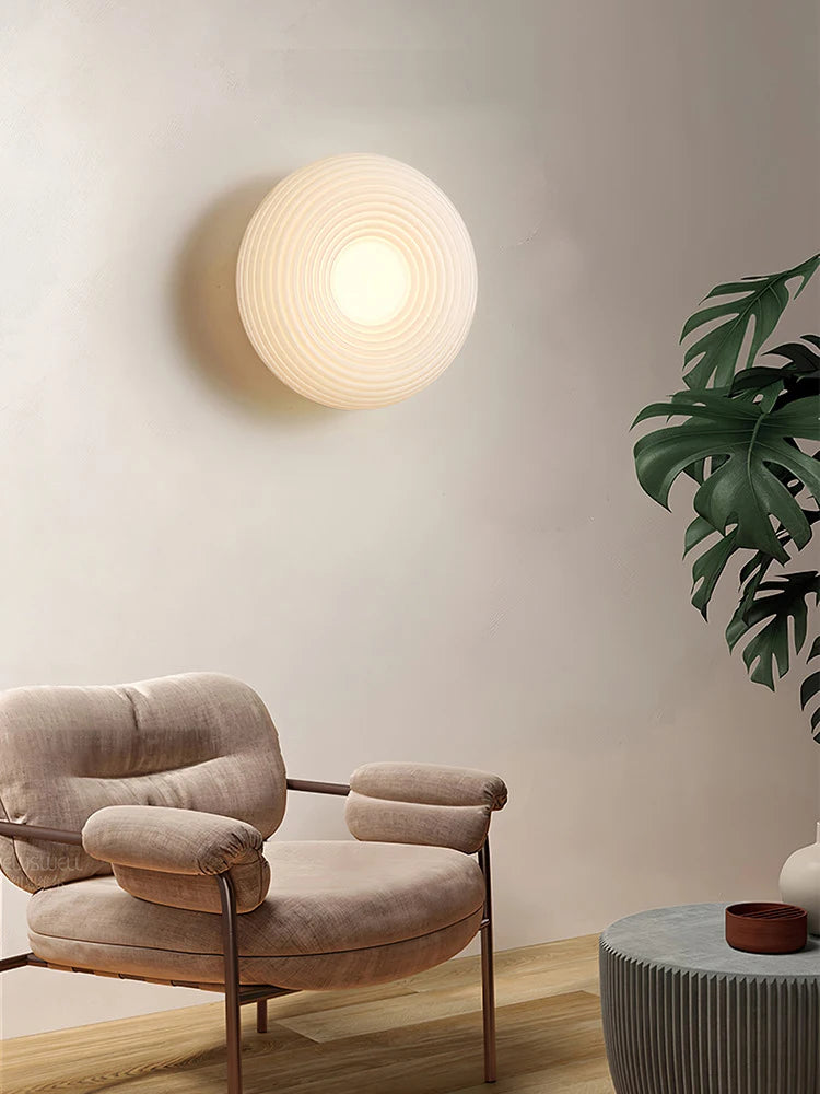 Modern Nordic round LED wall lamp bedroom balcony entrance porch lamp warm guest dining room ceiling light chandelier