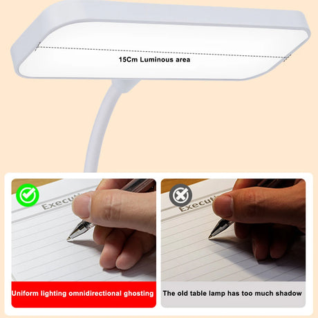 Flexible Table Lamp with Clip Step less Dimming Led Desk Lamp Rechargeable Bedside Night Light for Study Reading Office Work