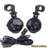 100W Motorcycle LED Fog Lights - Dual Color Auxiliary Driving Spotlights