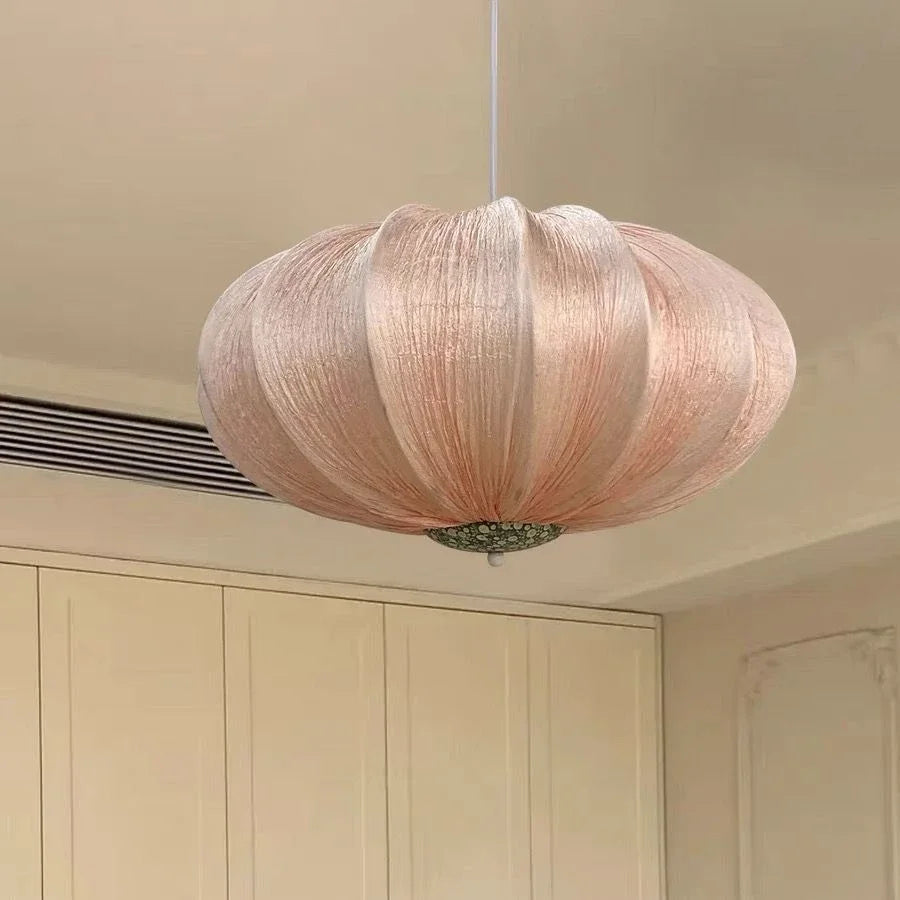 Handmade Wabi-Sabi Cloth Pendant Light - Japanese Nordic Cream Style Fabric Ceiling Chandelier Lamp Fixture for Apartment Living & Dining Room