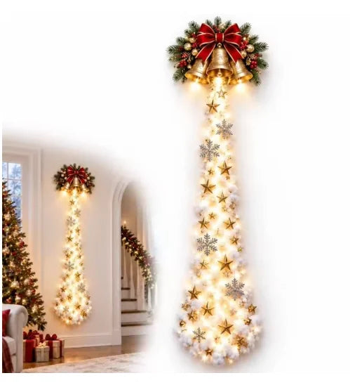2027 Christmas Magic Trail Wall Light-LED Glowing Xmas Scene Wall Decoration,Santa Sleigh Reindeer Hanging Decor for New Year Pa
