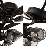 52” Retro Industrial Ceiling Fan 5 Light with Metal Lampshade and Remote Control for Living Room