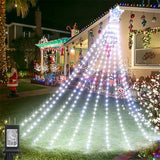 9x3M Outdoor Christmas Waterfall Star String Light - 288 LED Hanging Fairy Lights