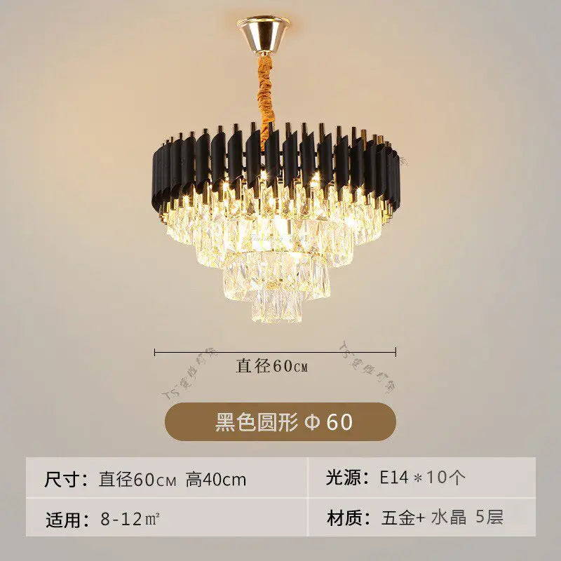 Nordic Luxury Crystal Chandelier Round Pendant Light LED for Living Room Hotel Lobby Hallway Modern Home Decor Hanging Lamp