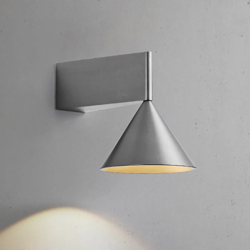 Italian Designer's Minimalist Aluminum Bedside Wall Lamp Corridor Staircase Background Wall Conical Geometric Warm Wall Lamp