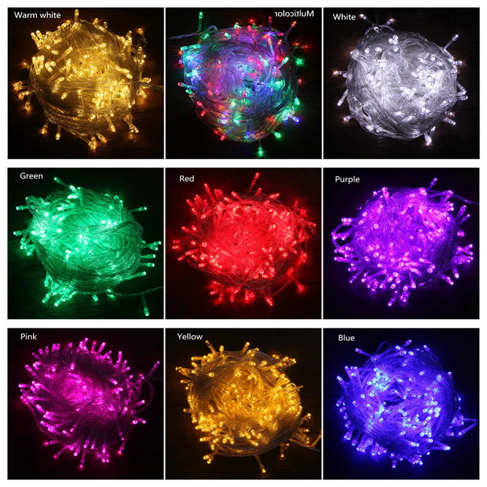 Led String 100m 50m 30m 20m 10m 5m Lights Christmas EU Plug 220v Led Garland Led String Lights Outdoor Christmas Lights