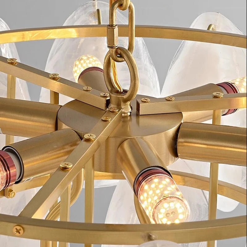 Luxury Glass Chandelier with Pearl Accents - Modern Ceiling Pendant Light Fixture for Living Room, Dining Room & Bedroom