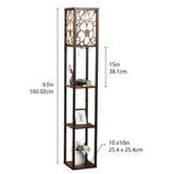 LED Shelf Floor Lamp Wooden Storage Standing Lighting Bedside Night Soft for Bedroom Living Reading Room Home-C