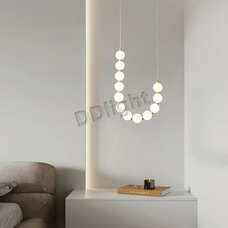 2025 Modern Magic Bean LED Ceiling Chandeliers All Copper White Ball Lustres Hanging Lights Home Decor Suspension Light Fixtures