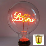 LOVE G125 220V 4W Dimmable Pink Red Yellow Edison Bulb Neon Letter Light Transparent Desk Light Ambient Light