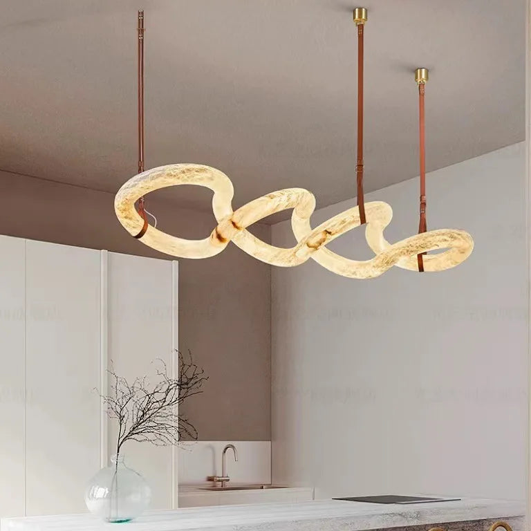 Dining Room Alabaster Chandelier Spanish Marble Ceiling Pendant Lights For Kitchen Living Room Loft Desiginer Marble Chandeliers