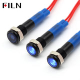 6mm mini 12v 24V LED Metal indicator light flat pilot light signal lamp red green blue orange white with 20cm cable