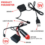 1M/2M/3M/5M Colour Car Interior Lighting LED Strip Auto Decoration Wire Rope Tube Line Flexible Neon Lights USB Drive Atmosphere