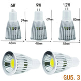 Super Bright Dimmable DC 24V COB LED Spotlight Bulb (6W 9W 12W) - GU10 MR16 E27 Lamp Bulb (2700K-6500K) for Home & Yard Decor