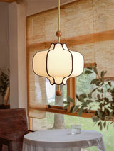 Retro Fabric Lampshade Pendant Light Japan Circular LED for Room Dining Table Apartment Wooden Ball Lighting Fixtures E27