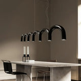 Oblure Arch Chandelier Post Modern Design Pendant Light for Coffee Living Room Kitchen U Shaped Lamp Blue Metal Macaron Lamp