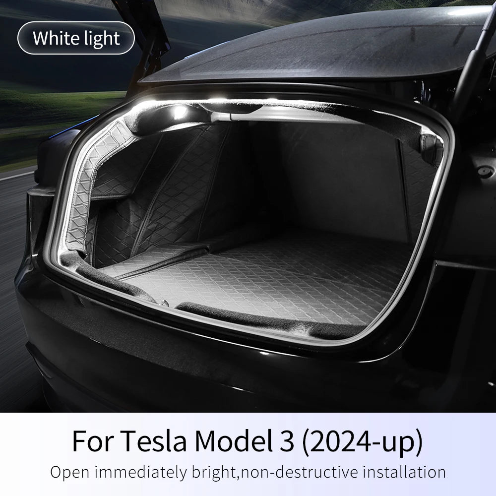 For Tesla Model 3 Highland 2024 2025 2026 Front Trunk Brighten LED Strip Waterproof Flexible DIY Flexible Front Rear Trunk Light
