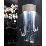 Luxury Crystal Glass Chandelier Modern Dimmable Ceiling Light Luster Hardware Adjustable Height for Villa Staircase