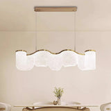 Modern Acrylic Hanging Chandelier Light Fixture Wave Shaped Pendant Lamp for Dining Room Home Decor