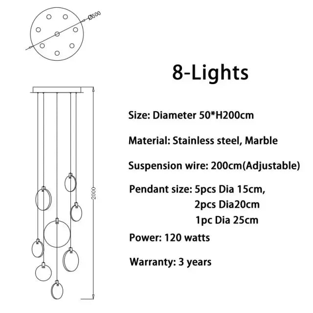 Nordic LED Marble Ceiling Chandelier Ceiling Lamps Pendant Lights for Attic Lobby Lighting Living Room Staircase  Home Decor