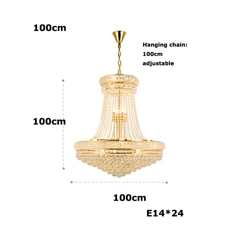 Hanging Lamps Lustre Suspension Luminaire Lampen For Living Room Luxury Round K9 Crystal Gold 2025 Ceiling Chandelier Lighting