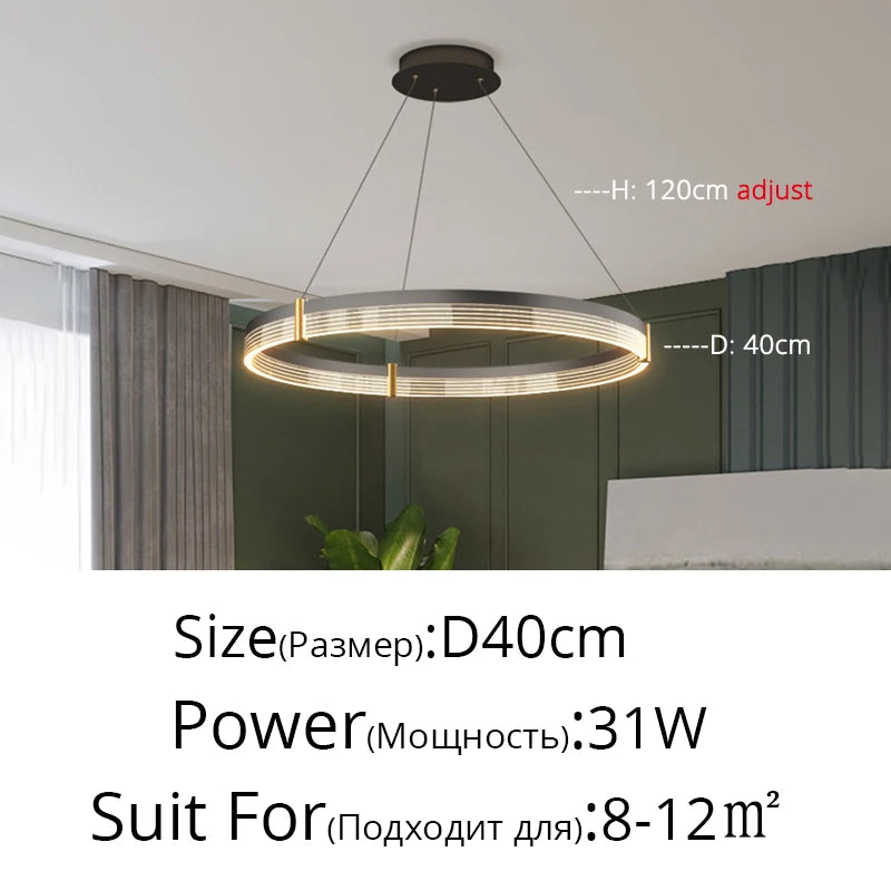 Nordic Living Room Pendant Light Luxury Ring Bedroom Lamp Modern Designer Lustre Home Decor Simple Dining Room Circle Chandelier