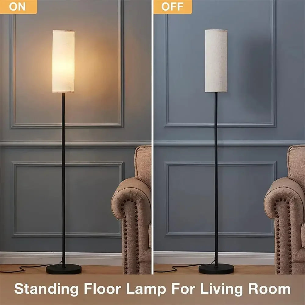 LED Cloth Floor Lamp with 3 Color E27 Light Bulb Dimmable Reading Light Linen Lampshade Lamp for Bedroom Living Room Office
