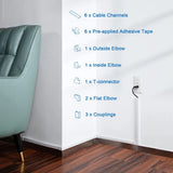 94.5in Cord Cover Wall Kit (6x 15.7in) - Self-Adhesive Black Wire Hider Raceway