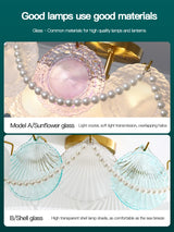 French Lamp Cream Wind Lamps Modern Simple Children's Room Bedroom Lamp Ceiling Lamp Net Red Shell Lamp 2023 New Light Luxury