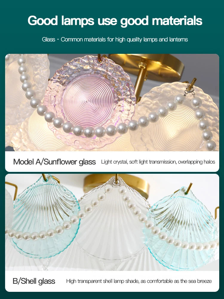 French Lamp Cream Wind Lamps Modern Simple Children&#39;s Room Bedroom Lamp Ceiling Lamp Net Red Shell Lamp 2023 New Light Luxury