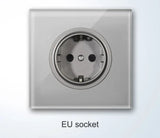  Universal Round Tempered Glass Home Wall Switch Panel LED Indicator Black/Grey/Gold/White 250V 86mm*86mm Wall Light Switch