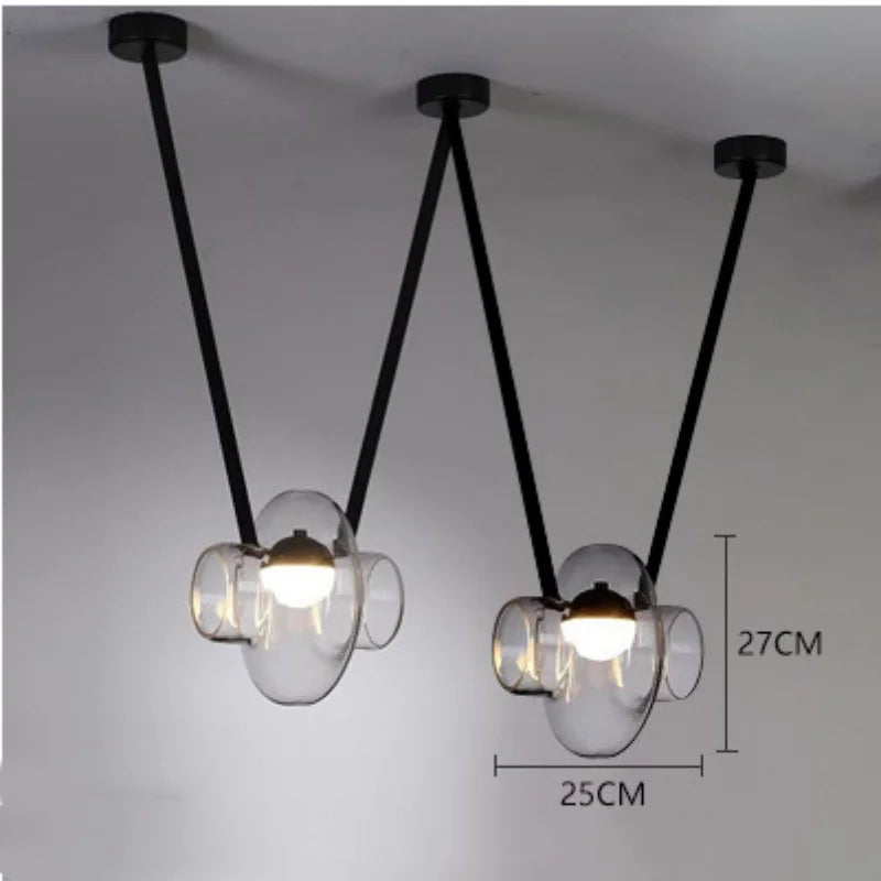 Italy New Designer Luxury Glass LED Pendant Lamp Living Room Bedroom Bar Restaurant Leather Chandelier Interiordecor Lighting