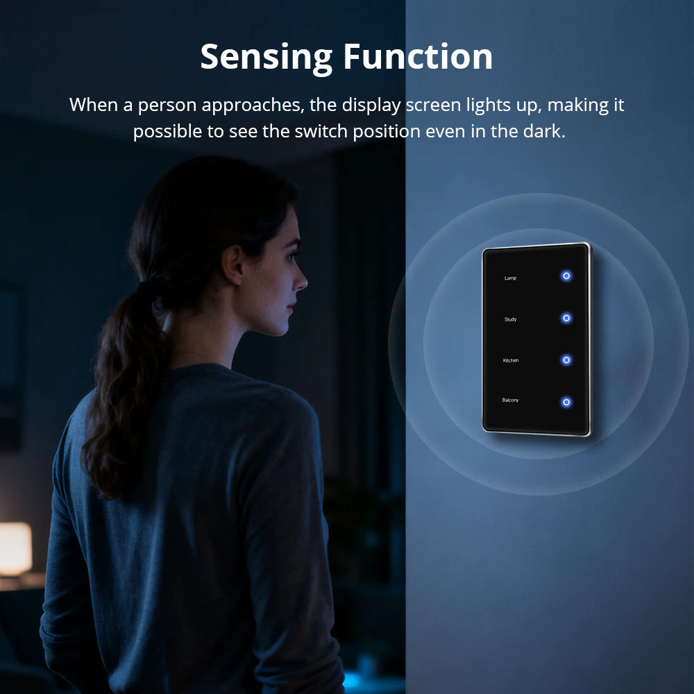 Zigbee DIY Smart Light Switch with Touch Display (Black) - US Standard Tuya Switch