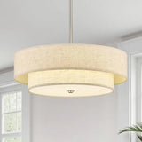 Modern Chandeliers 18" Drum Chandeliers with 2-Layer Fabric Shade 4-Light Pendant Light Fixture with E26 Base Light Fixture for