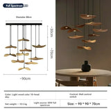 Japanese Wabi Sabi Solid Wood Lamp for Living Dining Room  Villa Duplex Kitchen Island Linear Light 3colors Changeable