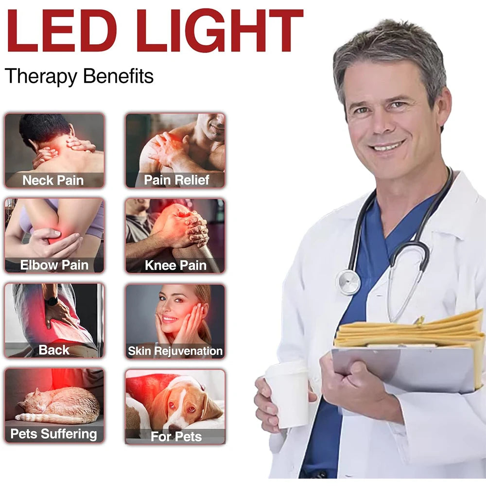 E27 LED Red 54W Light Therapy Lamp 660nm&850nm Infrared Bulb with Floor Stand for Skin Care Pain Relief 360° Adjustable