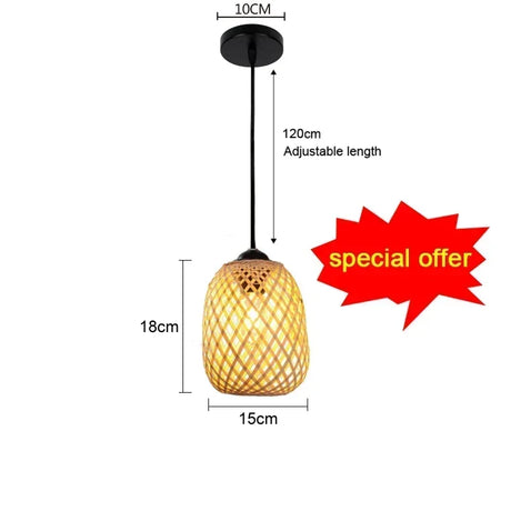 Handmade Vintage Pendant Lamp Bamboo Restaurant Café Chandeliers Wood Base E27 Bulb Lighting Hotel Bedroom Interior Classical