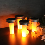 2/4/8/12PCS Solar LED Mason Jar Lit Light Flame Warm LED Garden Outdoor Solar Bottle Lamp Candle Lantern Christmas Decoration