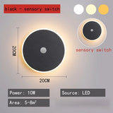 Modern Minimalist Round LED Wall Lamp - Touch Switch & Motion Sensor Porch Light